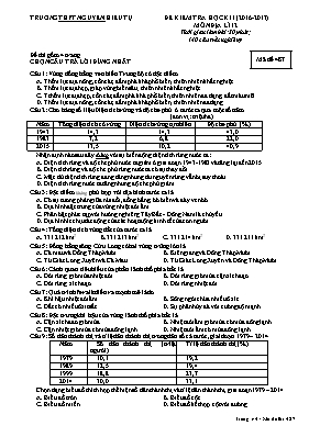 Đề kiểm tra học kì I Địa lí lớp 12 - Mã đề 487 - Năm học 2016-2017 - Trường THPT Nguyễn Hiếu Tự